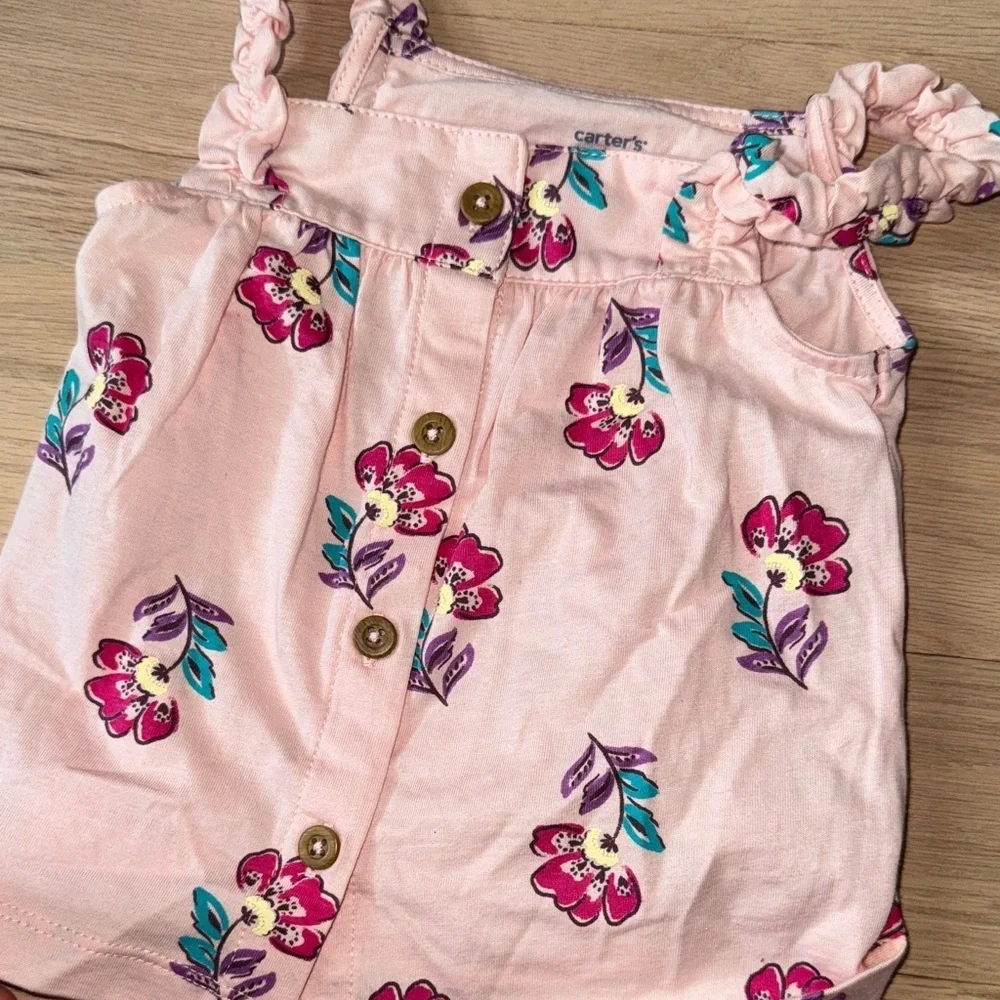 Carter's Pink Floral and Purple Striped Camisoles